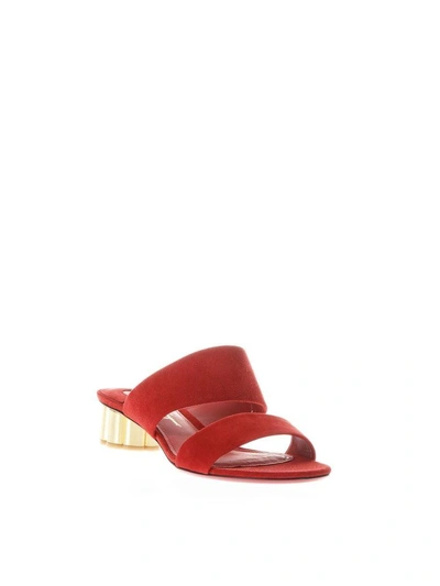 Shop Ferragamo Belluno Flower Heel Sandals In Red