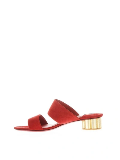 Shop Ferragamo Belluno Flower Heel Sandals In Red