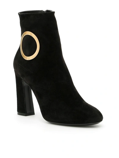 Shop Roger Vivier Chunky Trompette Round Buckle Booties In Nero|nero