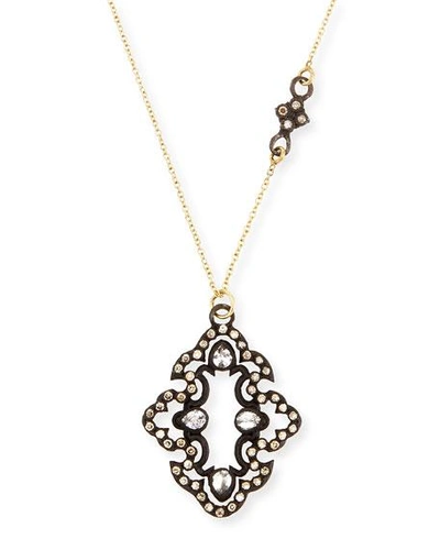 Shop Armenta Champagne Diamond Scroll Pendant Necklace In Old World