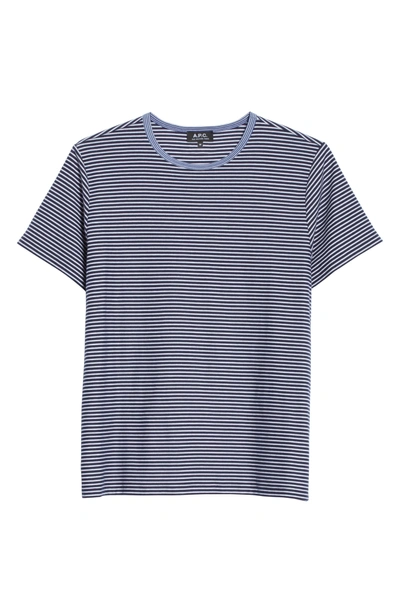 Shop Apc Maui Stripe T-shirt In Dark Navy Iak