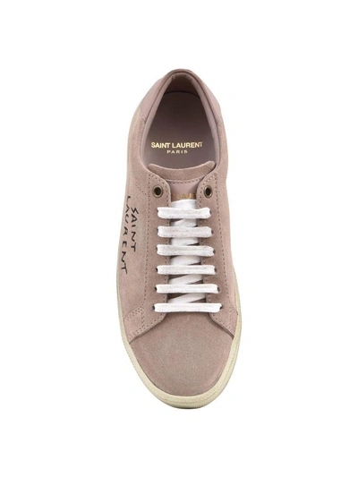 Shop Saint Laurent Logoed Low Top Sneaker In Nude