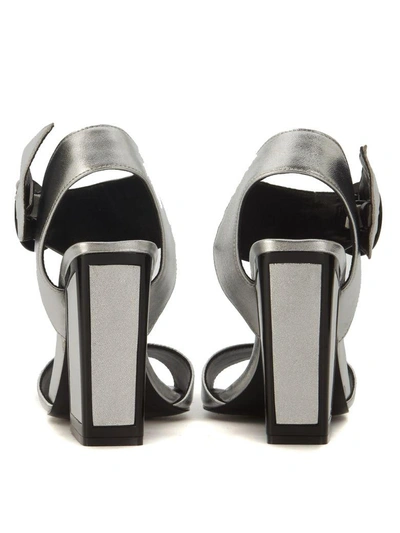 Shop Kat Maconie Ray Silver Leather Heeled Sandal In Argento