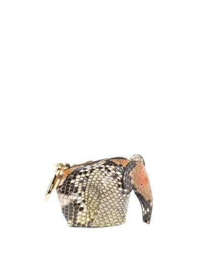 Shop Loewe Python Elephant Bag Charm/coin Purse, Brown