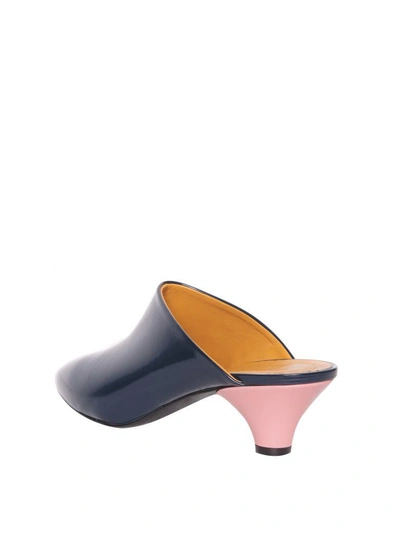 Shop Marni Leather Mules In Blu