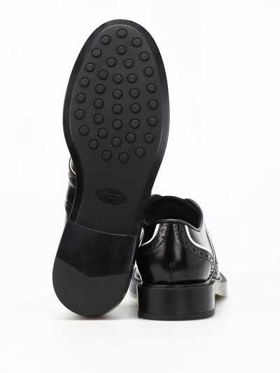 Shop Tod's Laced Shoes In Black+yogurt