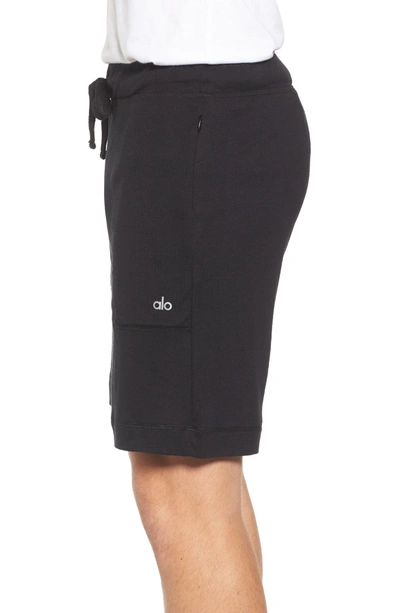 Shop Alo Yoga Revival Relaxed Knit Shorts In Black Triblend