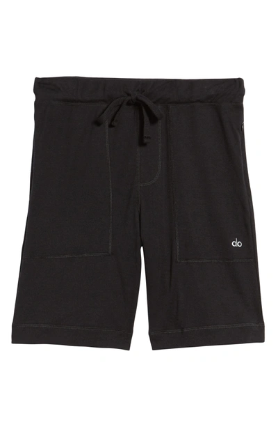 Shop Alo Yoga Revival Relaxed Knit Shorts In Black Triblend