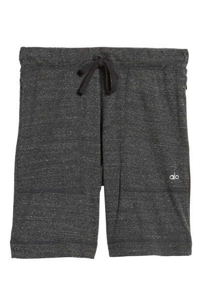 Shop Alo Yoga Revival Relaxed Knit Shorts In Charcoal Black Triblend