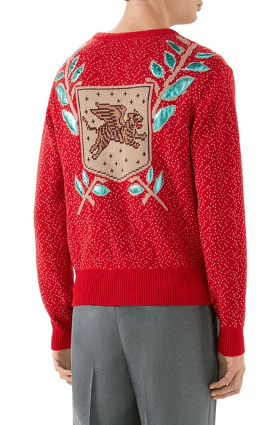 Gucci Flying Tiger Red Wool-blend Jumper | ModeSens