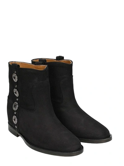 Shop Via Roma 15 Black Nabuk Leather Wedge Ankle Boots