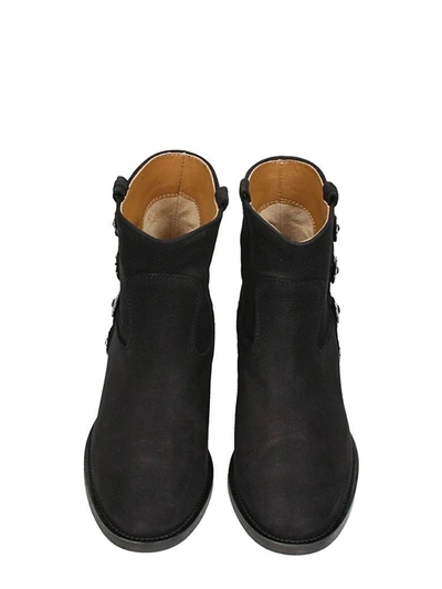 Shop Via Roma 15 Black Nabuk Leather Wedge Ankle Boots