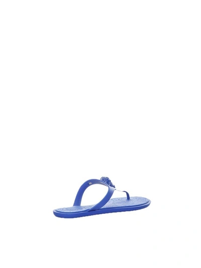 Shop Versace Medusa Rubber Flip Flops Sandals In Blue