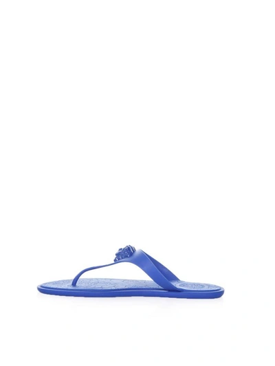 Shop Versace Medusa Rubber Flip Flops Sandals In Blue