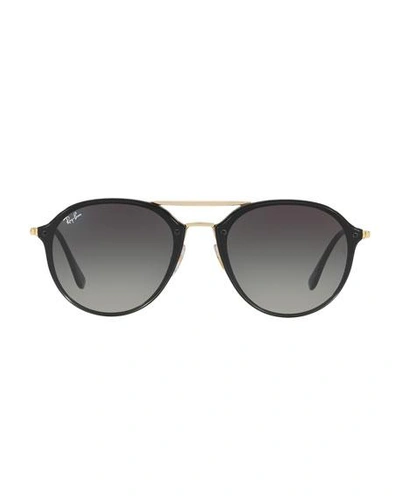 Shop Ray Ban Round Gradient Mirrored Sunglasses In Black