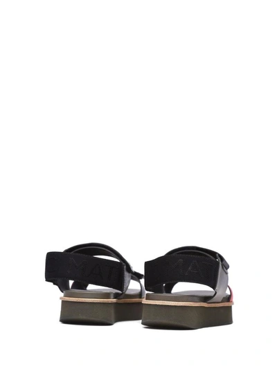 Shop Vic Matie Sandal With Red And Military Green Velcro In Nero Cuoio Militare