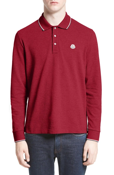 Shop Moncler Maglia Long Sleeve Polo In Red