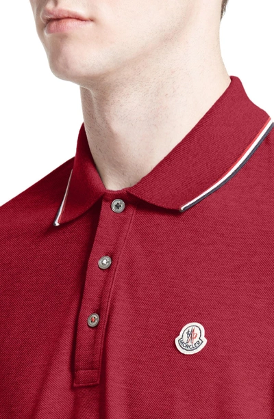 Shop Moncler Maglia Long Sleeve Polo In Red