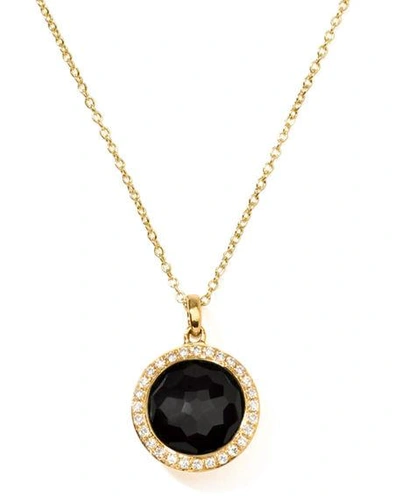 Shop Ippolita Small Pendant Necklace In 18k Gold With Diamonds In Onyx
