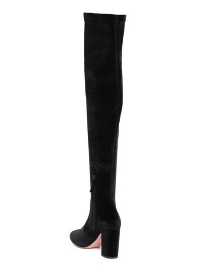 Shop Aquazzura So Me Stretch Velvet Boots In Black