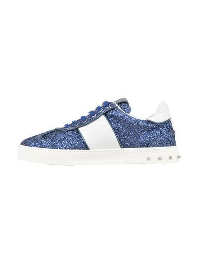 Shop Valentino Blue Glitter Sneaker