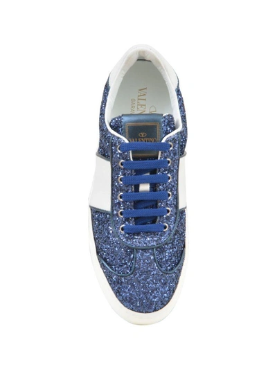 Shop Valentino Blue Glitter Sneaker