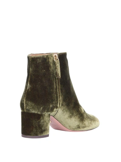 Shop Aquazzura Brooklyn Velvet Ankle Boots In Verde