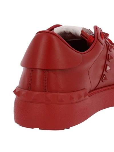 Valentino Garavani Rockstud Untitled Leather Sneakers In Red