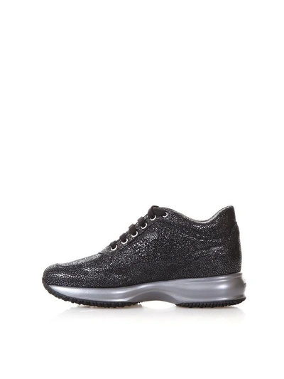 Shop Hogan Black Interactive Glitter Print Sneakers