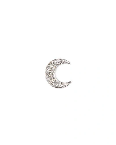 Shop Sydney Evan 14k Pave Diamond Crescent Moon Single Stud Earring In White Gold