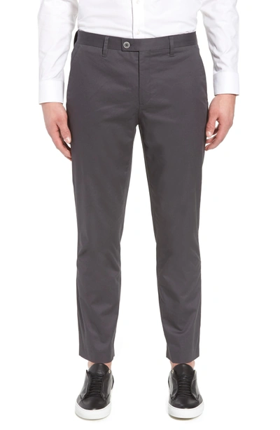 Shop Ted Baker Cliftro Flat Front Stretch Cotton Pants In Light Grey