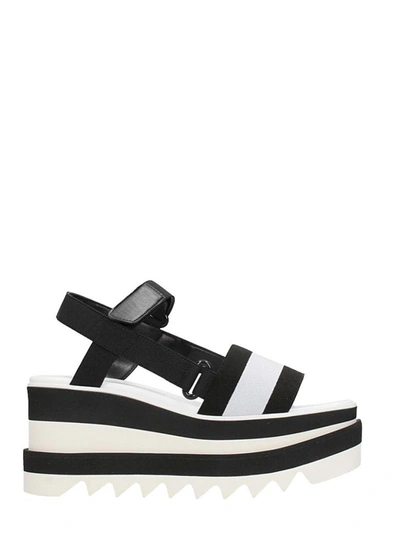 Shop Stella Mccartney Black And White Elyse Platform Slingback Sandals