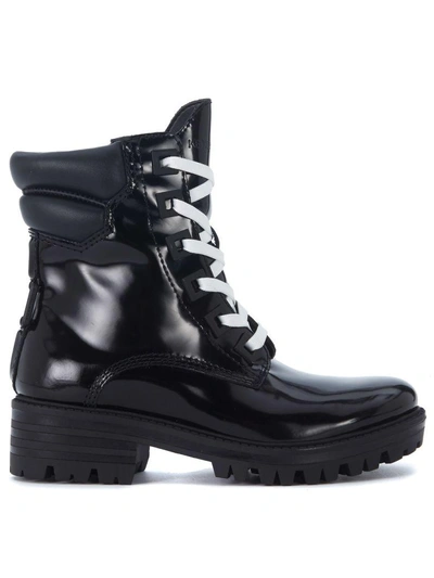 Shop Kendall + Kylie Kendall+kylie East Black Shiny Leather Combat Boots In Nero