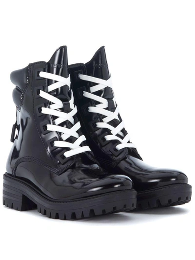 Shop Kendall + Kylie Kendall+kylie East Black Shiny Leather Combat Boots In Nero