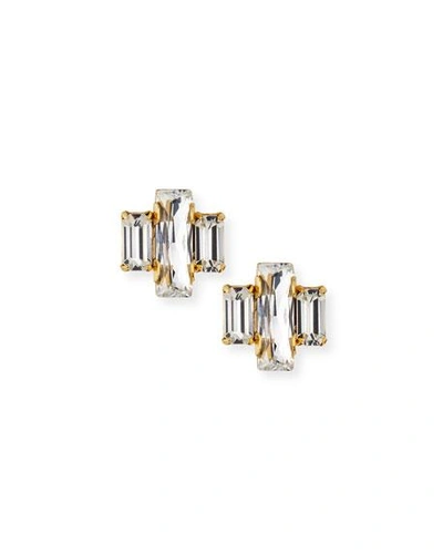 Shop Auden Crystal Baguette Trio Stud Earrings In Bronze