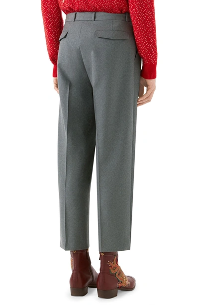 Shop Gucci High Waist Wide Leg Trousers In Lg Grey