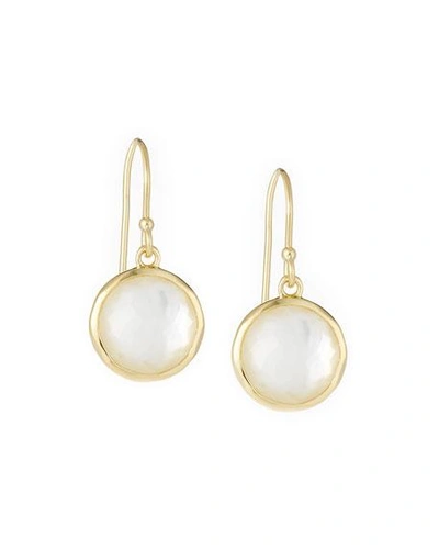 Shop Ippolita Lollipop Mini Earrings In 18k Gold With Clear Quartz And Mother-of-pearl Doublet In Mopdia