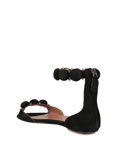 Shop Alaïa Studded Suede Sandals In Nero