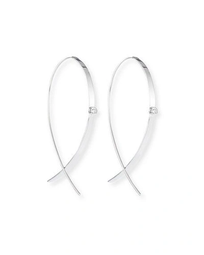 Shop Lana Small Flat Diamond Hoop Earrings In White Gold