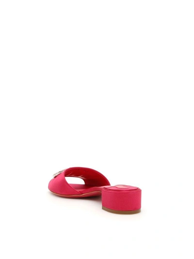 Shop Ferragamo Satin Lampio Mules In Begoniafuxia