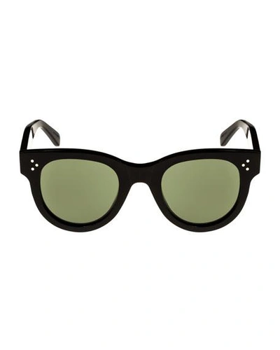 Shop Celine Studded Acetate Sunglasses W/ Mineral Lenses, Black In Black Pattern