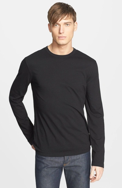Shop James Perse Long Sleeve Crewneck T-shirt In Black