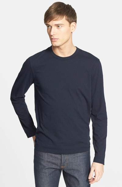 Shop James Perse Long Sleeve Crewneck T-shirt In Deep Blue