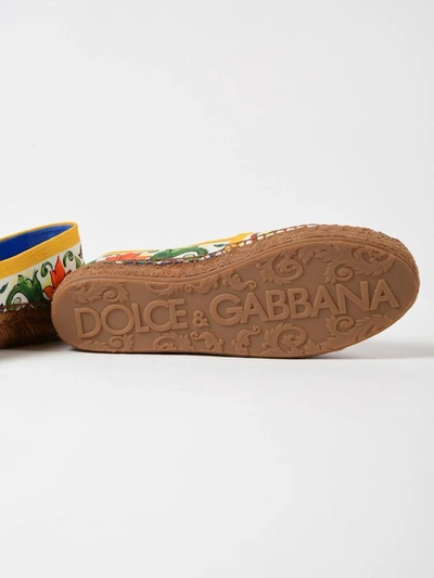 Shop Dolce & Gabbana Cotton Printed Espadrilles In Hhimaiolica Teste Leo