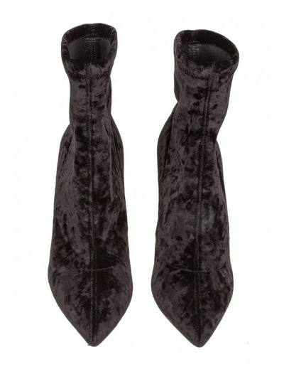 Shop Jimmy Choo Louella Velvet Ankle Boots In Black