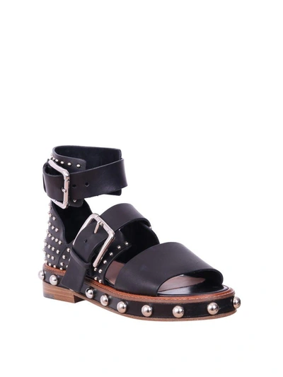 Shop Red Valentino Studded Leather Sandals In Nero