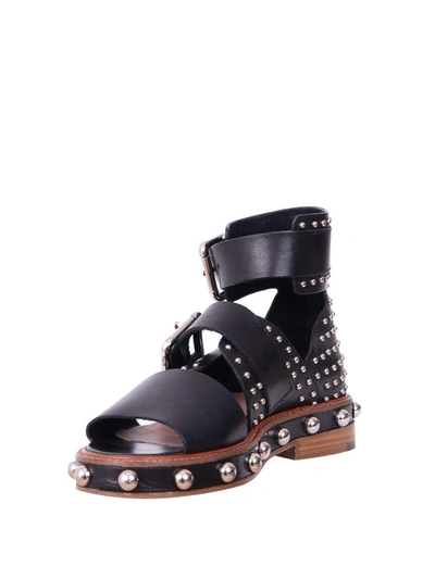 Shop Red Valentino Studded Leather Sandals In Nero