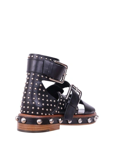 Shop Red Valentino Studded Leather Sandals In Nero
