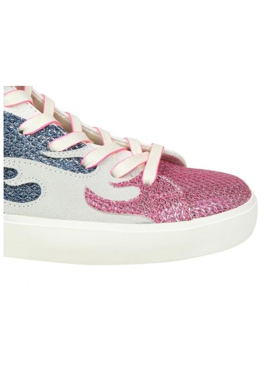 Shop Leather Crown Sneakers High W Fire In Leather Color White And Pink