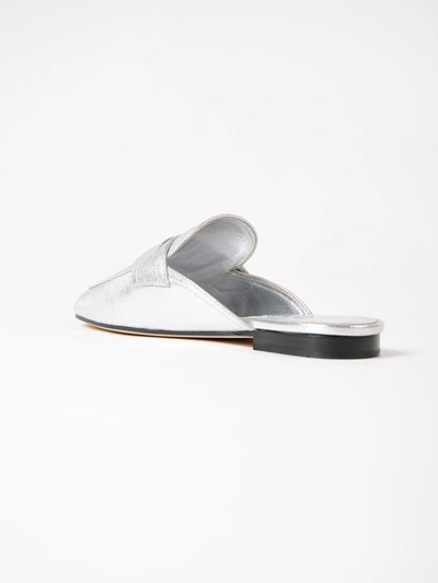 Shop Prada Logo Mules In Argento